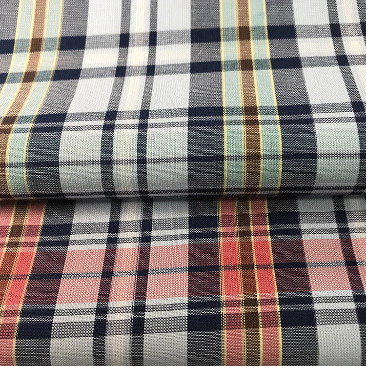 Natural organic yarn dyed tartan tissu 100 cotton woven fabric textil madras fabric for shirt