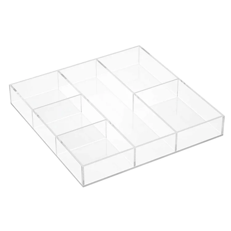 JAYI Custom Logo Clear Sectional Food Acrylic Tray Multifunction Cosmetic Makeup Tray
