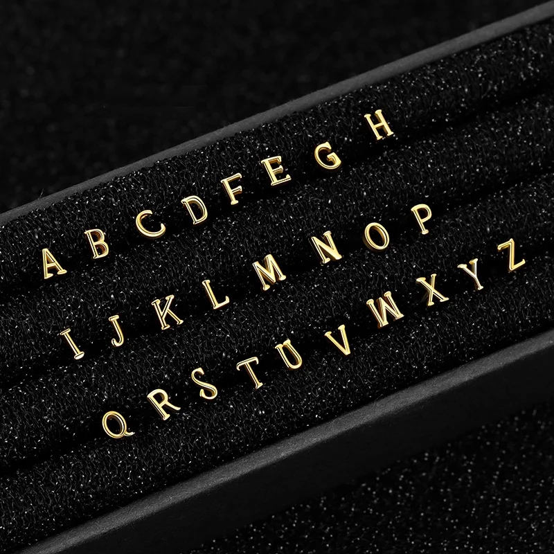 925 Solid Sterling Silver Needles Ear Piercing Bar Alphabet Stick Earrings for Women Anti Allergy Body Pierce Jewelry