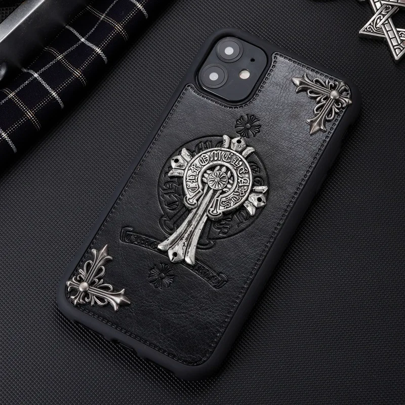 Fashion brand cross soft leather phone case for iphone 11 12 13 14 15 plus/pro/pro max