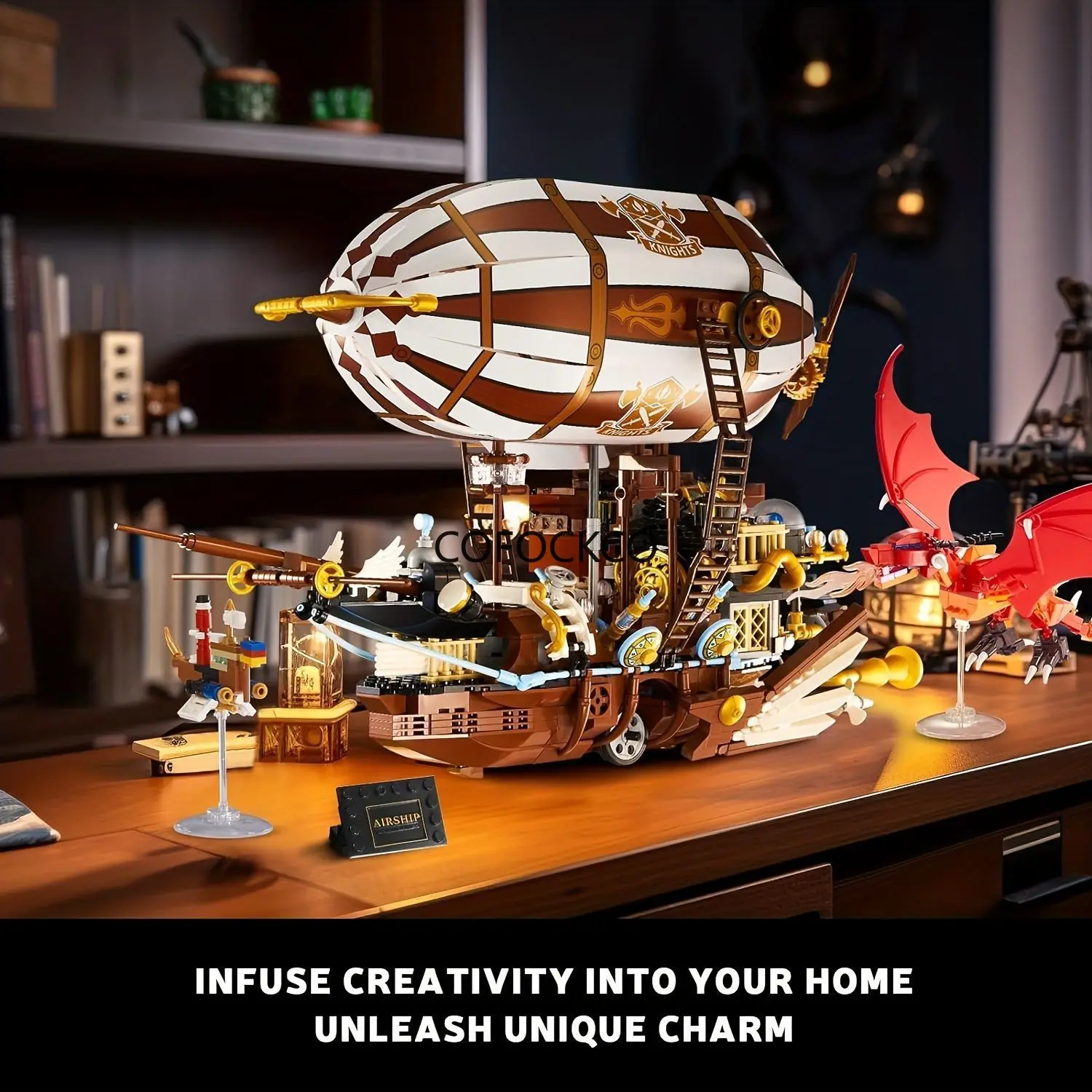 92201 Airship Steampunk Building Blocks Sci-fi Spaceship Dragon Attack Pirate Ship Sailboat Model Brick Toy Kid Adult For Gift