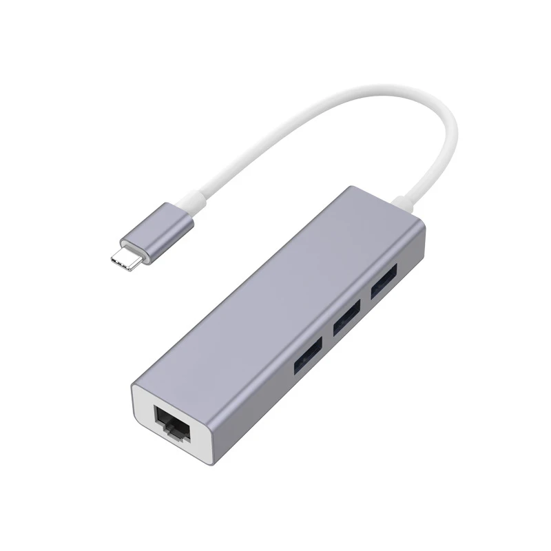 4 In 1 USB Hub USB3.0 With RJ45 100mbps Ethernet 3-port USB TYPE-C To USB 3.0 Adapter