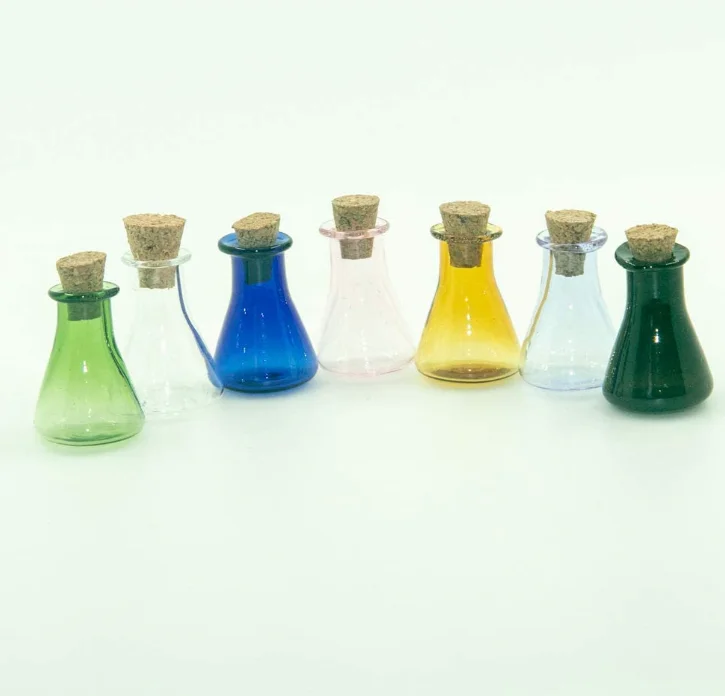 square small size decorate gift glass jar 50ml container with cork