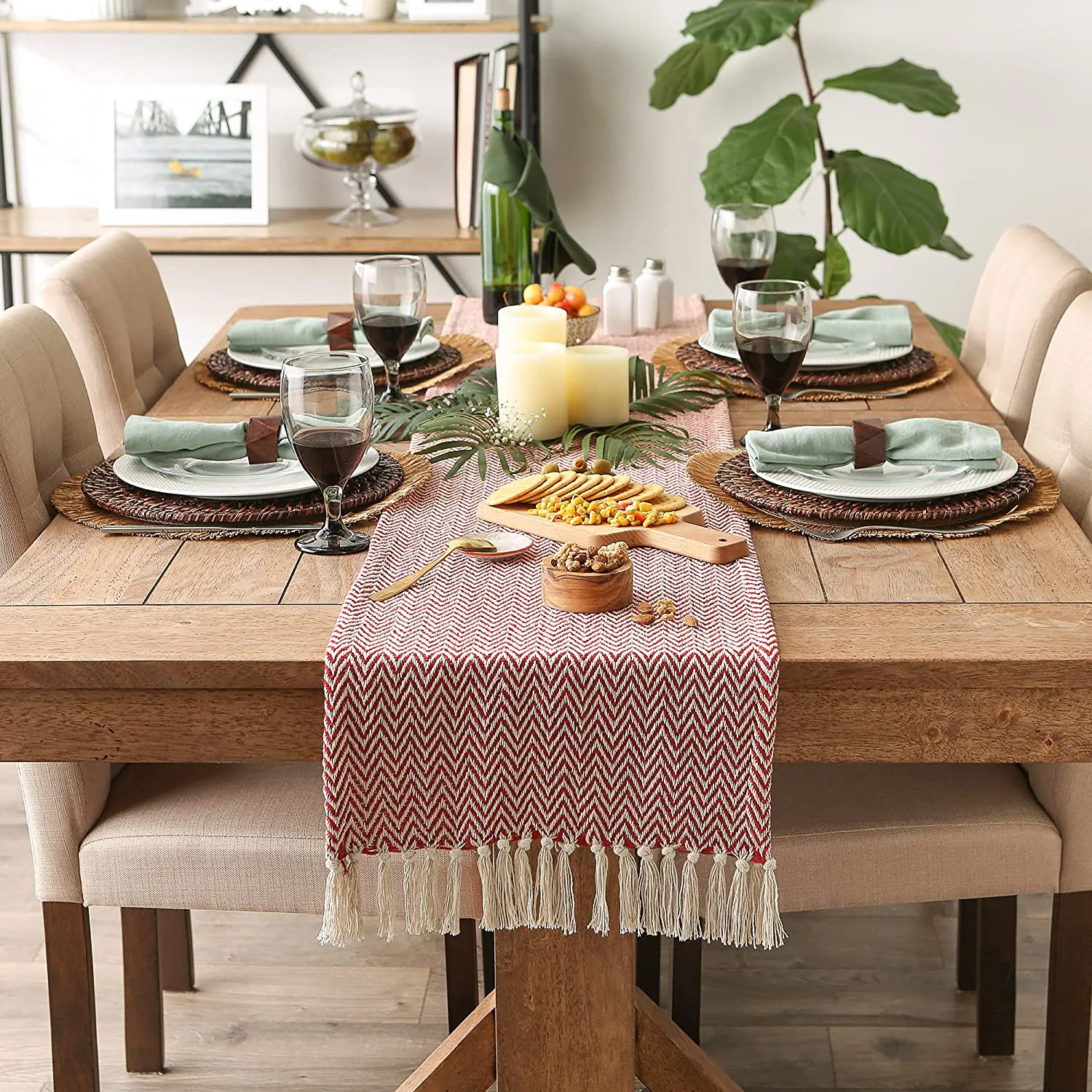 American household woven jacquard natural cotton hot selling runner table
