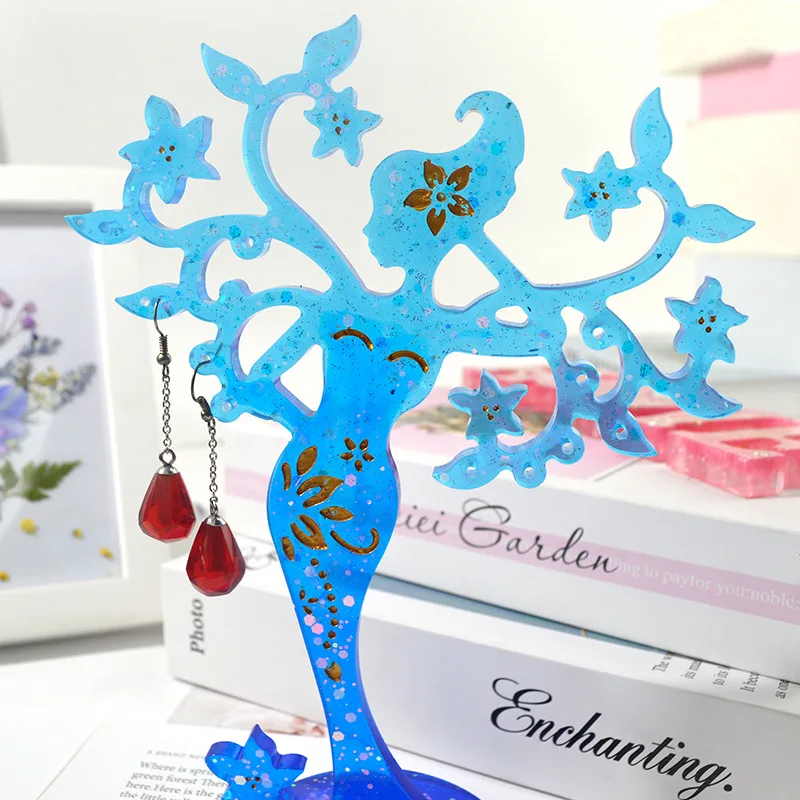 Jewelry Storage Rack, Earring Display Hanging Stand Mold, Beauty Shape DIY Craft Crystal Resin Jewelry Stand Silicone Molds