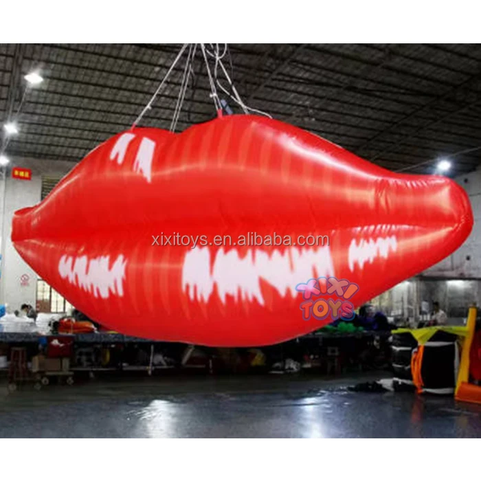 XIXI TOYS Custom Valentine Festival Holidays Inflatable Decorations Balloons Inflatable LED Light Lady Sexy Red Lips For Events