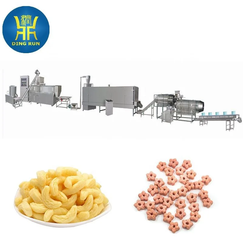 Maize Puffed Snacks Making Process Ring Snack Production Line Machine Electric Automatic Corn Extruder Plant