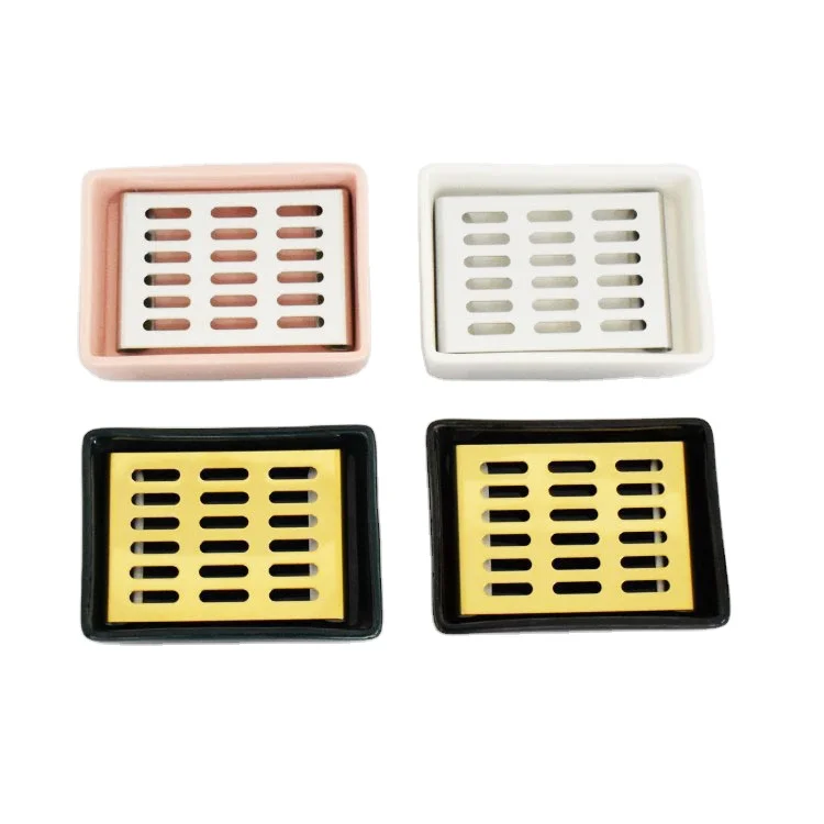 Soap Dish Rack Tray Bathroom and Kitchen Shower Wall Drain Holder Gold for Hotels Stainless Steel Metal Ceramic 2 Years Modern