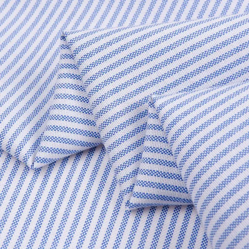 Factory combed cotton woven solid yarn dyed stripe oxford fabric for formal shirts