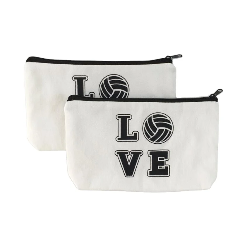 Customized Small Eco Friendly Custom Cotton Pouch Make Up Bags Plain White Cotton Canvas Zipper Makeup Cosmetic Bag With Logo