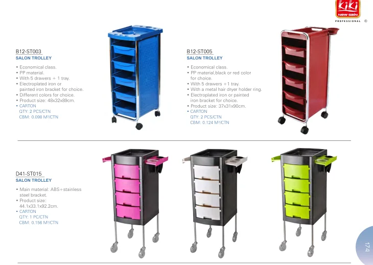 KIKI NEWGAIN  Rolling Trolley Cart Stand Beauty Instrument Tray Rolling Cart Beauty Salon Trolly with Wheel