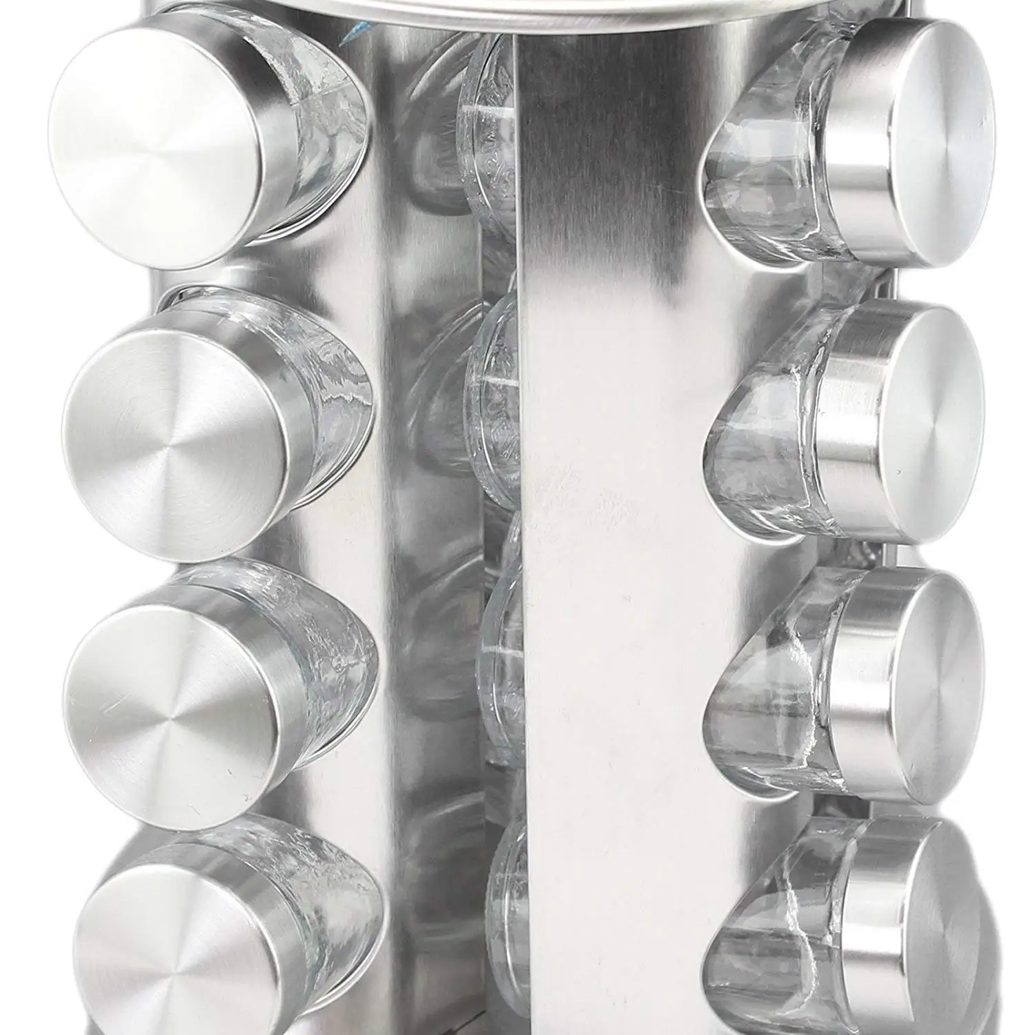 12 pieces Jar revolving spice rack Stainless Steel Rack Tower Organizer Rotating Spice Rack