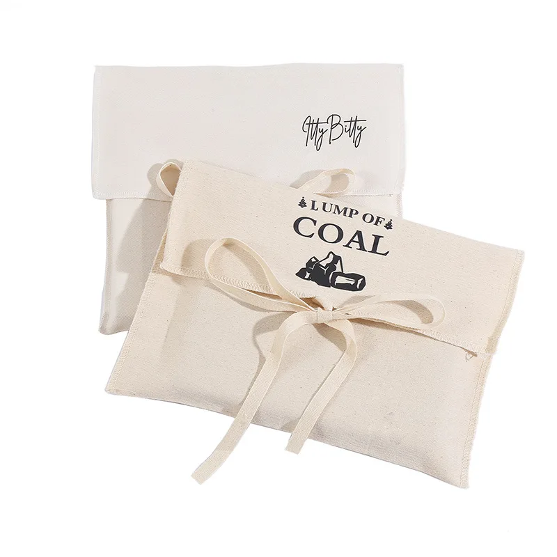 Custom Logo Gift Package Pouch Cloth White Luxury Jewelry Cosmetic Organic Recycled Dust Cotton Envelope Bag