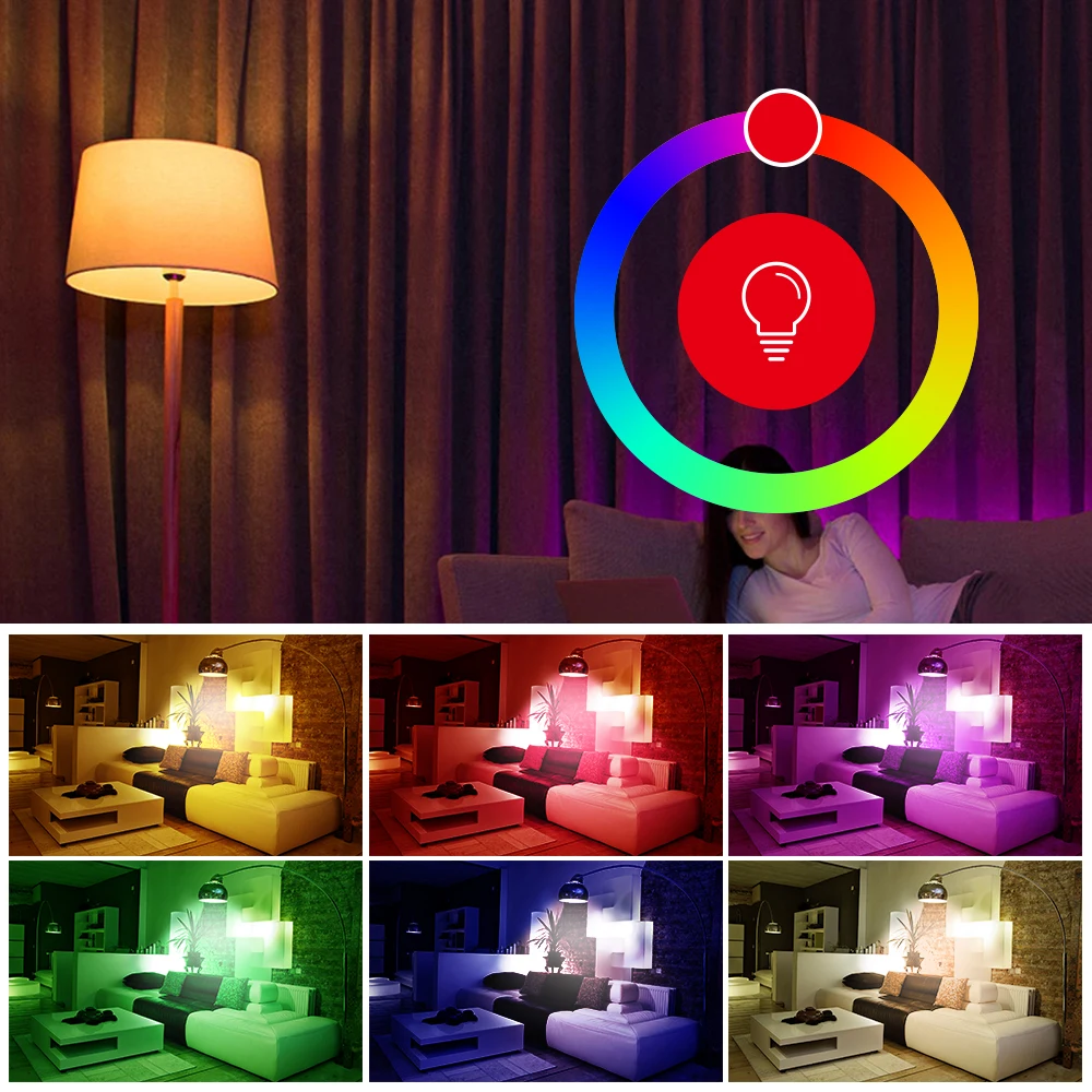  Цоколь E26/e27 9 Вт умная Светодиодная лампа Wifi светодиодная Rgb многоцветная Лампа с регулируемой