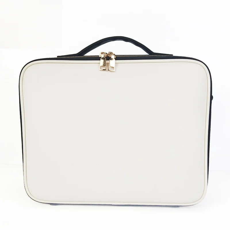 Custom Competitive Quality Large Capacity Multi-functional Cosmetic Case Makeup Organizer Bag Fashion Zipper with Handle Box PU