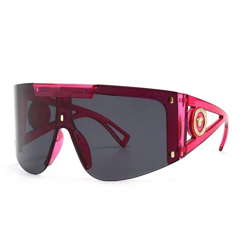 2024 New style  fashion big frame one-piece head sunglasses mask one-piece glasses personality windproof sports sunglasses