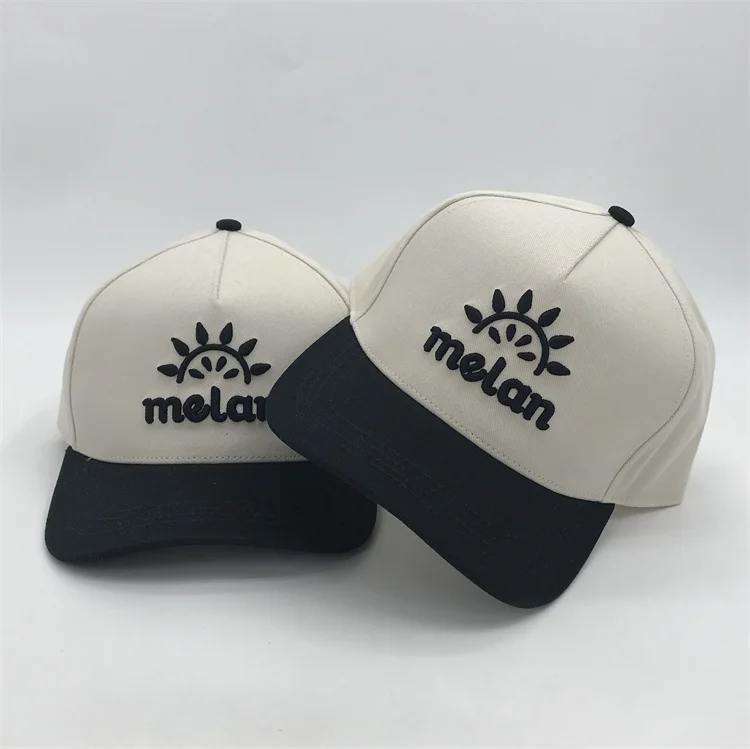 5 Panel  New Different Tone Cotton Baseball Caps Custom Embroidery Structured hats