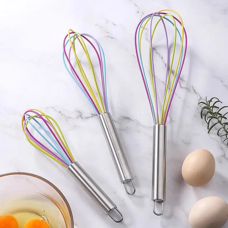 3 Pack Stainless Steel Whisk Set 6 Wire Whisks 8/10/12 Inch Manual Kitchen Balloon Whisks Egg Beaters
