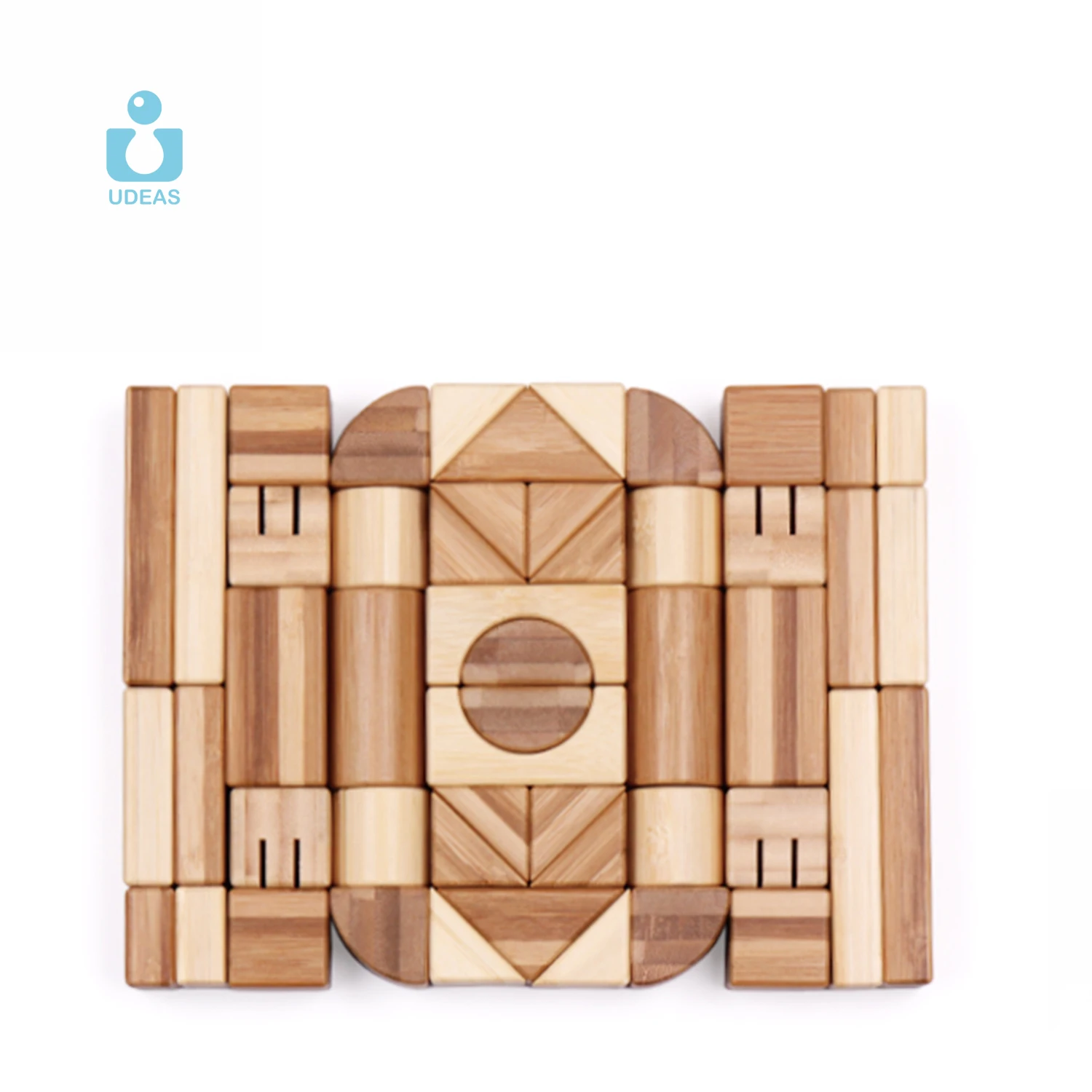 UDEAS China factory 50pcs eco friendly natural bamboo montessori wooden children toys educational kids wood toy block