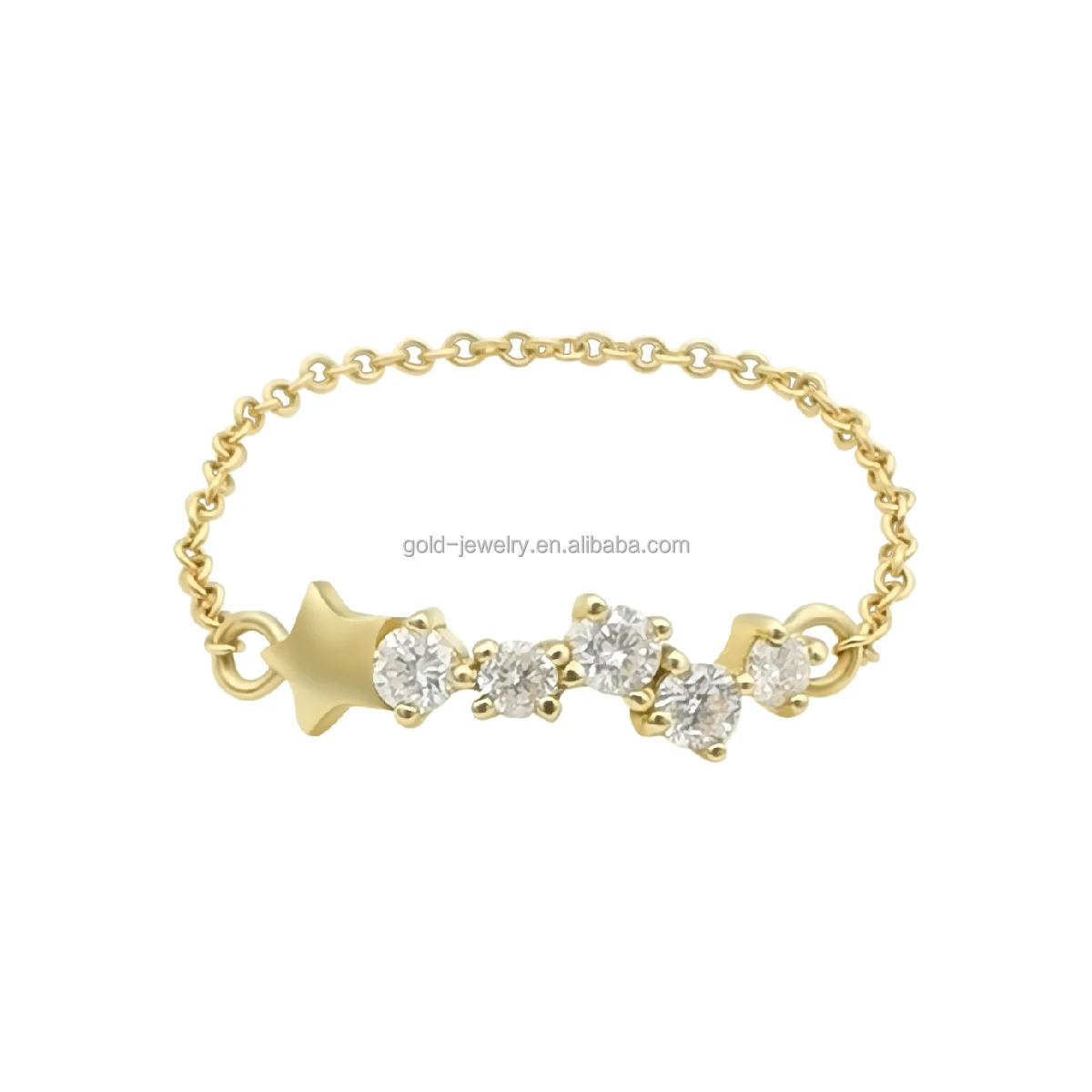 14K Настоящее Желтое золото с натуральным бриллиантом камень цепь палец кольцо женское золотое кольцо ювелирные изделия оптом