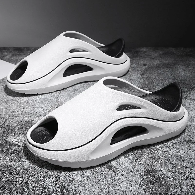 Custom EVA Thick Platform Soft Beach Couple Flip Flops Closed Toe Outdoor Shoes Slides Slippers for Summer