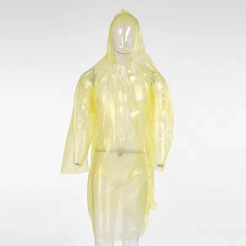 High quality PE clear plastic rain suit rain waterproof overall disposable PE raincoat