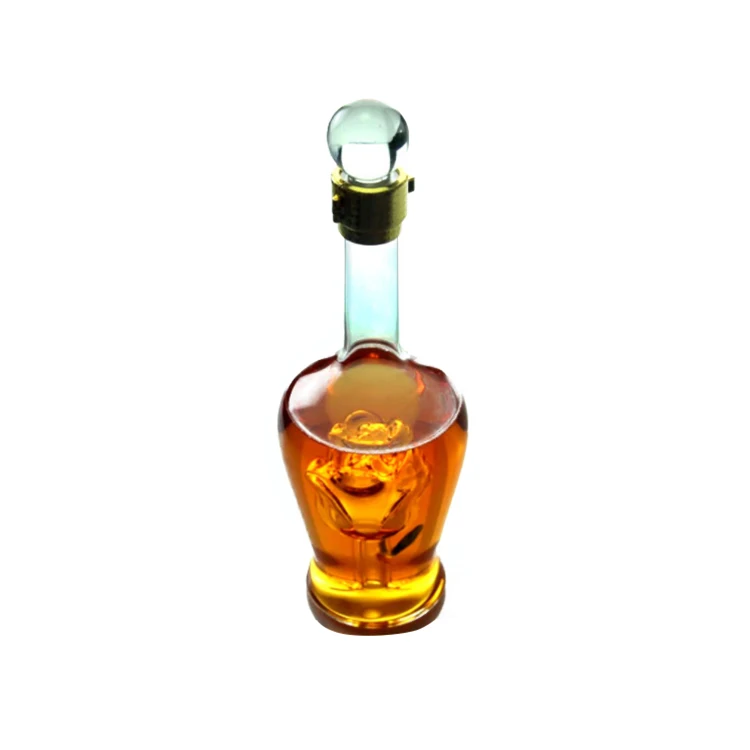 Round Clear Mini Whiskey Small Wine Decanter Vodka Whiskey Mini Whiskey Bottle with Glass Lid