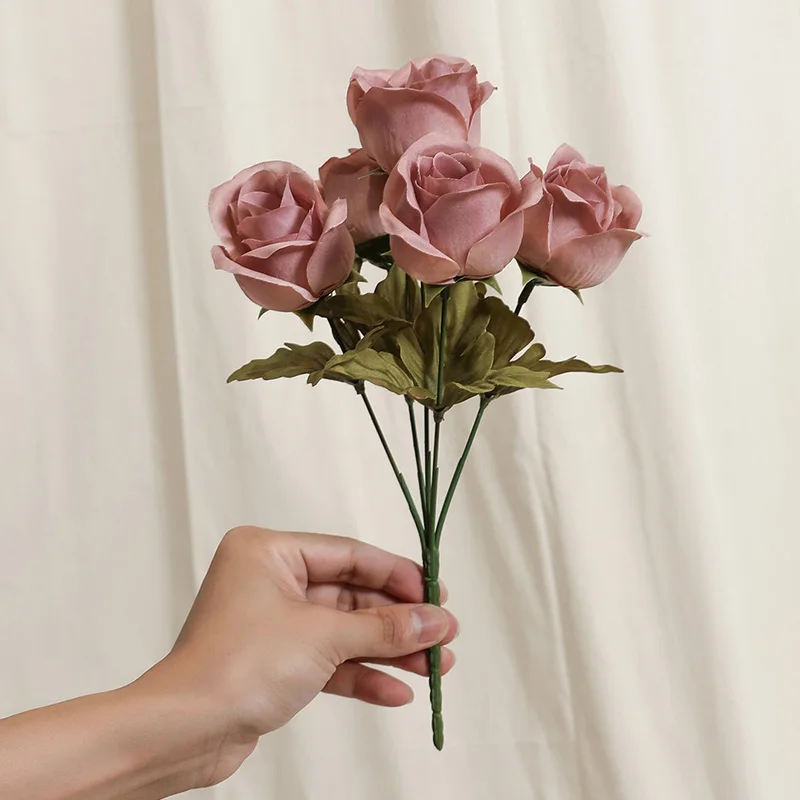 High Quality Simulation Flowers Decor Silk Rose Centerpiece Flower Wedding Bouquet Artificial Roses