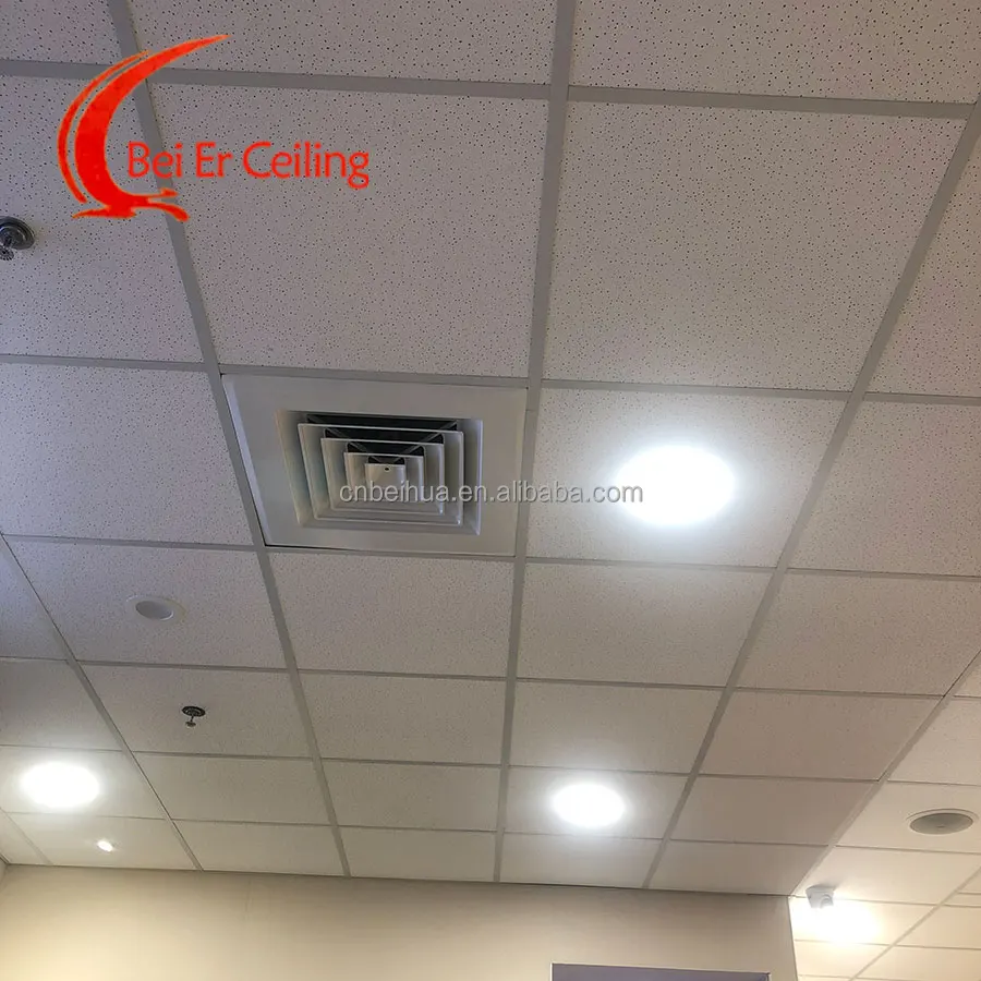 Beihua Factory Amusite Ceiling Tiles Price 14 mm Thick Tegular Edge Pin Hole Ceiling Board Mineral Fiber Panel