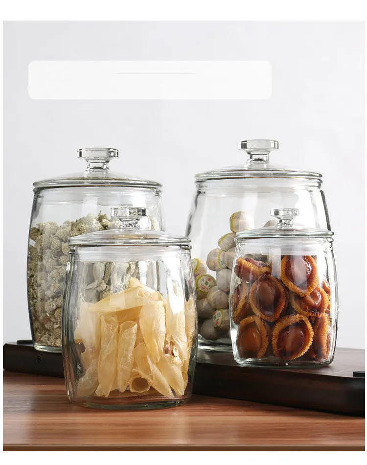 Large Round Clear Glass Storage  Bottles & Jars 5L Food Storage Containers With Glass Cap
