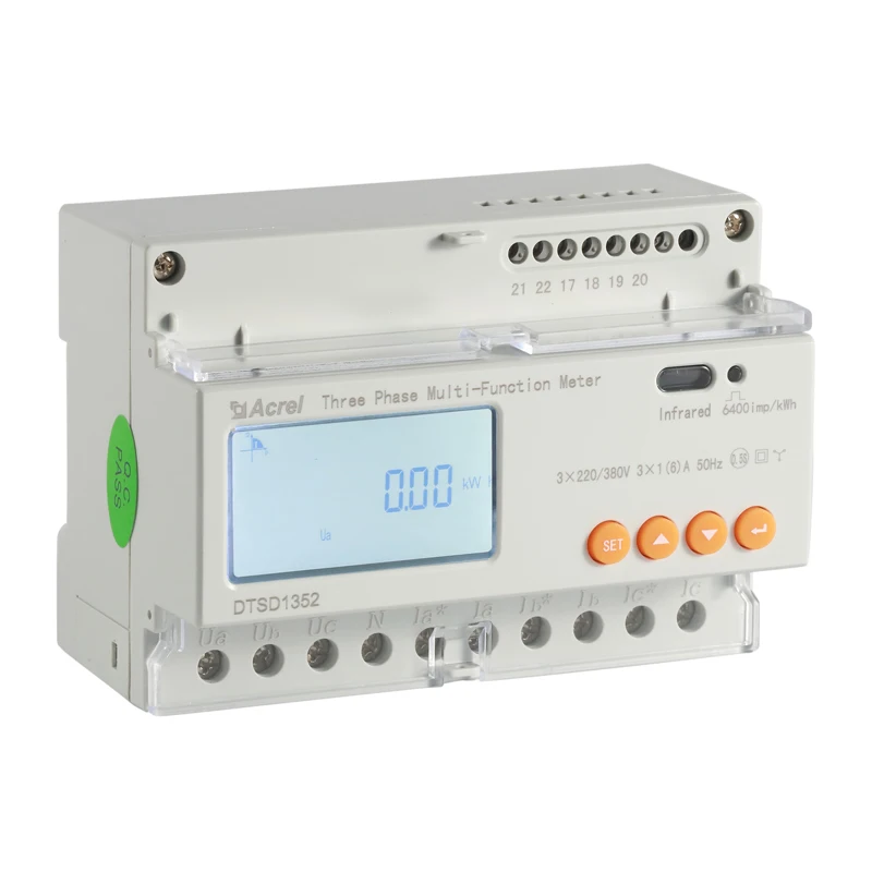 Acrel DTSD1352 Bidirectional Kwh 3 Phase Smart Meter Energy Monitor Power Quality Analyzer Rs485 Modbus-RTU Optional for Solar