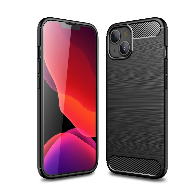 Wholesale Mobile Phone Protection Cover Brushed Texture Carbon Fiber Cellphone TPU Case For iPhone 13 Pro Max