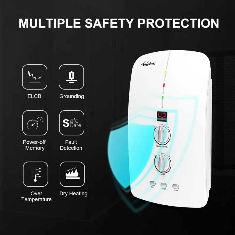 Anlabeier brand booster pump electric instant tankless water heater low water pressure small hot water heater