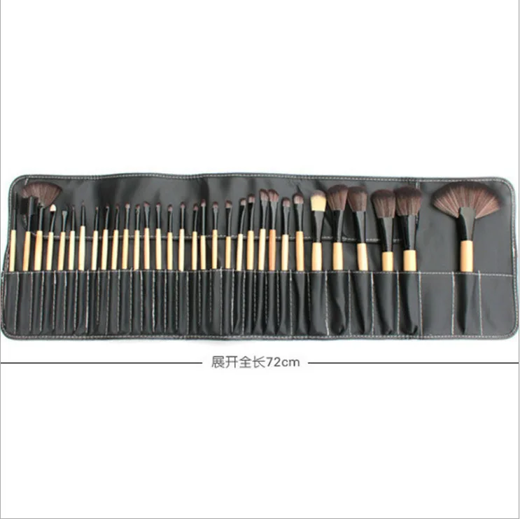 32 Piece Black Silver Luxury Wholesale Professional Wood Handle Private Label Foundation Cosmetic Makeup Brush Set Kit