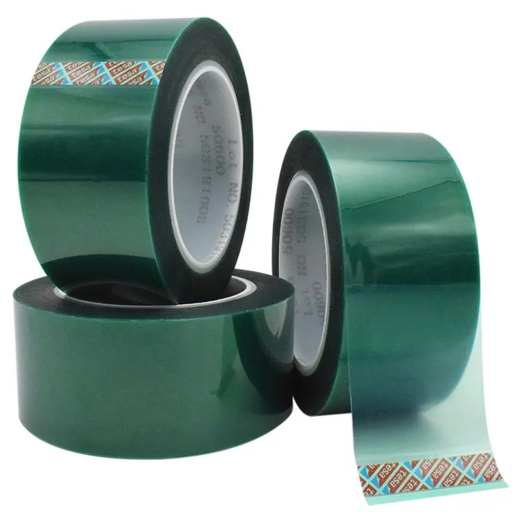 Pet high temperature tape Tesa 50600 pet silicon green polyester masking tape for Powder spraying