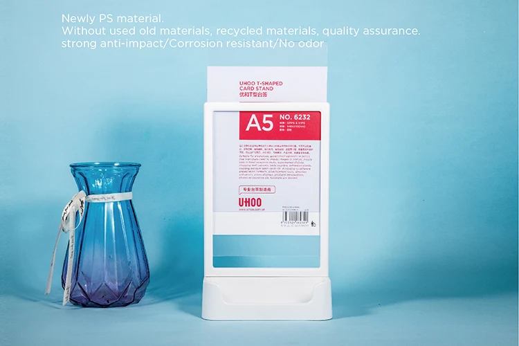 Low MOQ Factory A4 T-Shape Acrylic Advertising Display Stand - Stable and Durable Tabletop Menu Holder