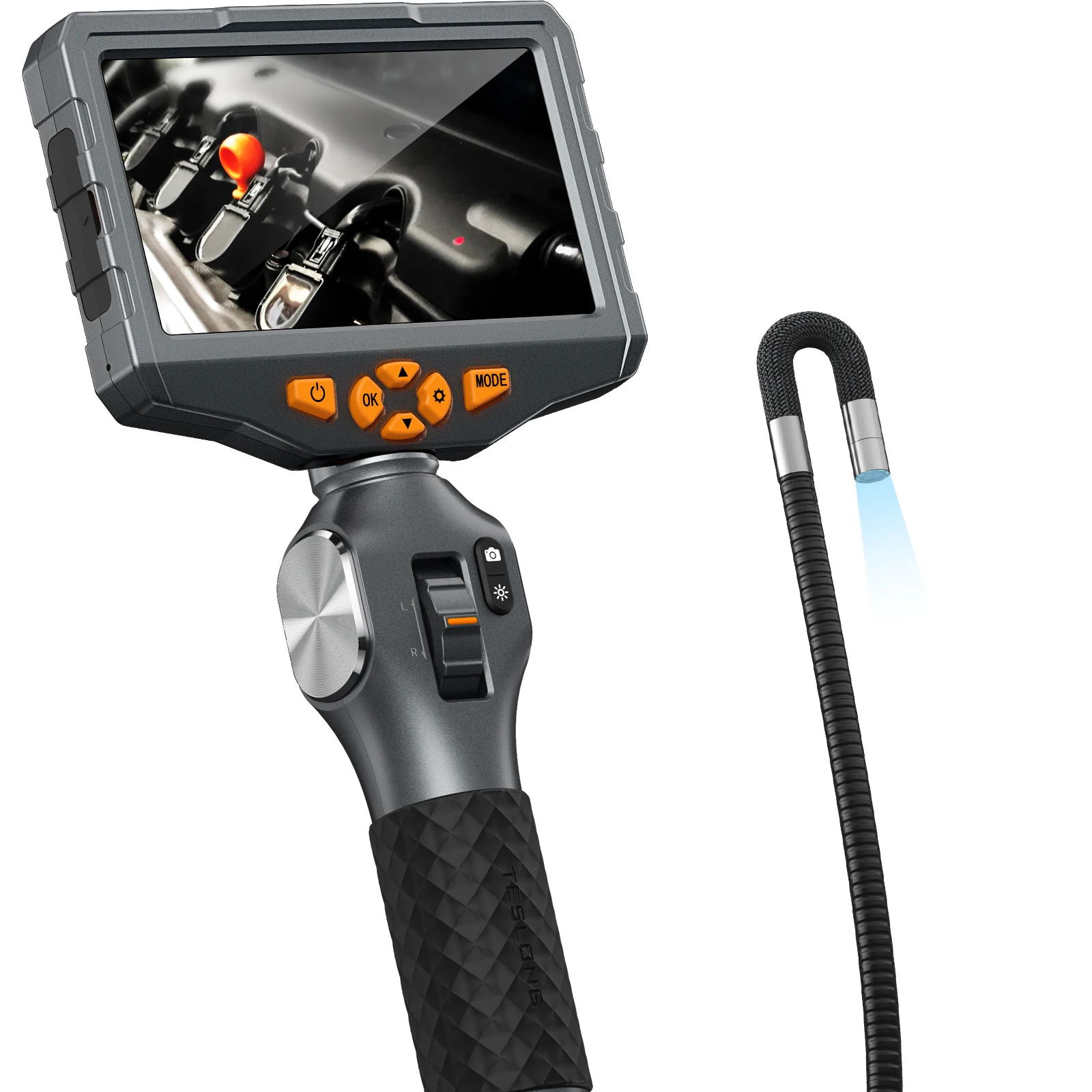 Teslong 6.5mm two-way articulating endoscope with 5inch 1080P HD LCD display digital industrial borescope inspection camera