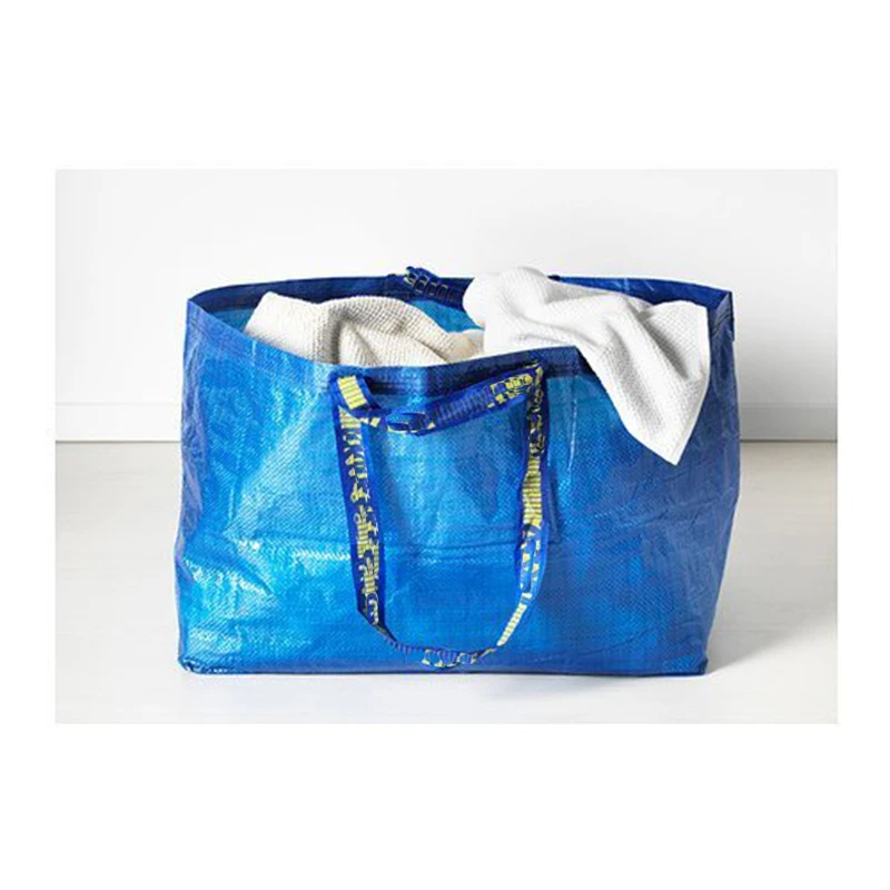Custom Logo Heavy Duty Blue PP Woven Large Shopping Bag Moving Polypropylene Bags Tote Bag for Carrier Storage Organizer