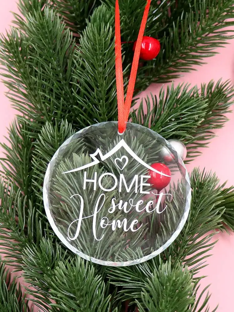 CH1585 - Custom 80mm Christmas Ball & Tree Ornaments Personalized Glass Crystal Craft Round with UV Printing Home & Party Decor