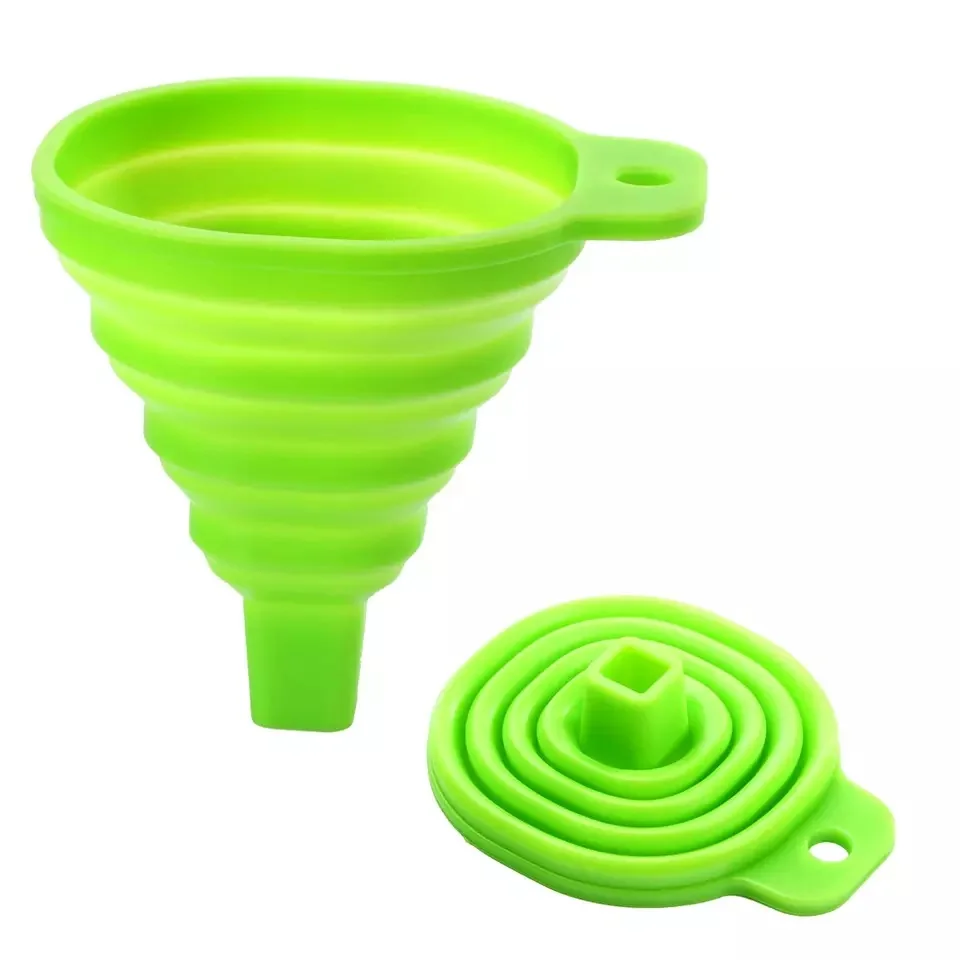 Kitchen Portable Mini Wide Mouth Power Liquids Food grade Silicone Folding Collapsible Oil Funnel