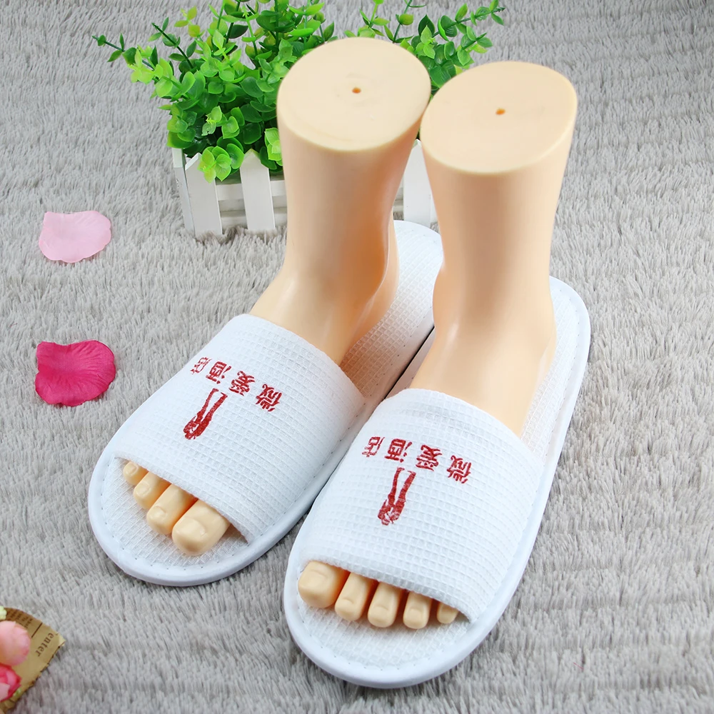 high quality custom waffle  disposable hotel slippers with logo