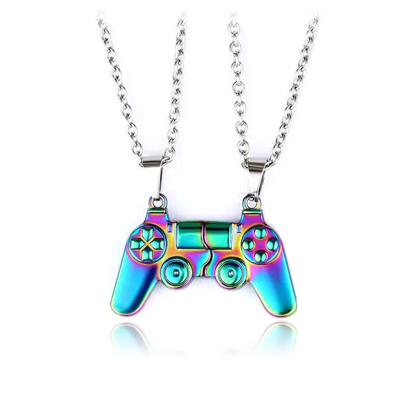 Magnetic Gamepad Lovers Pendant Necklace Friendship Jewelry Magnetic Gamepad Control Necklace for Women and Men Lovers