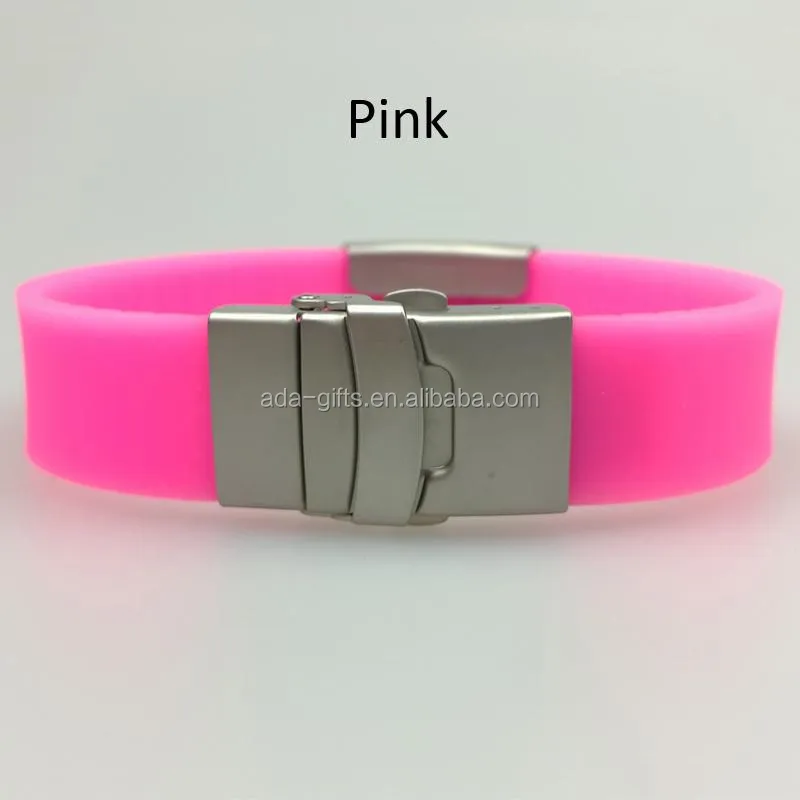 custom metal plate engrave silicone bracelet with clasp