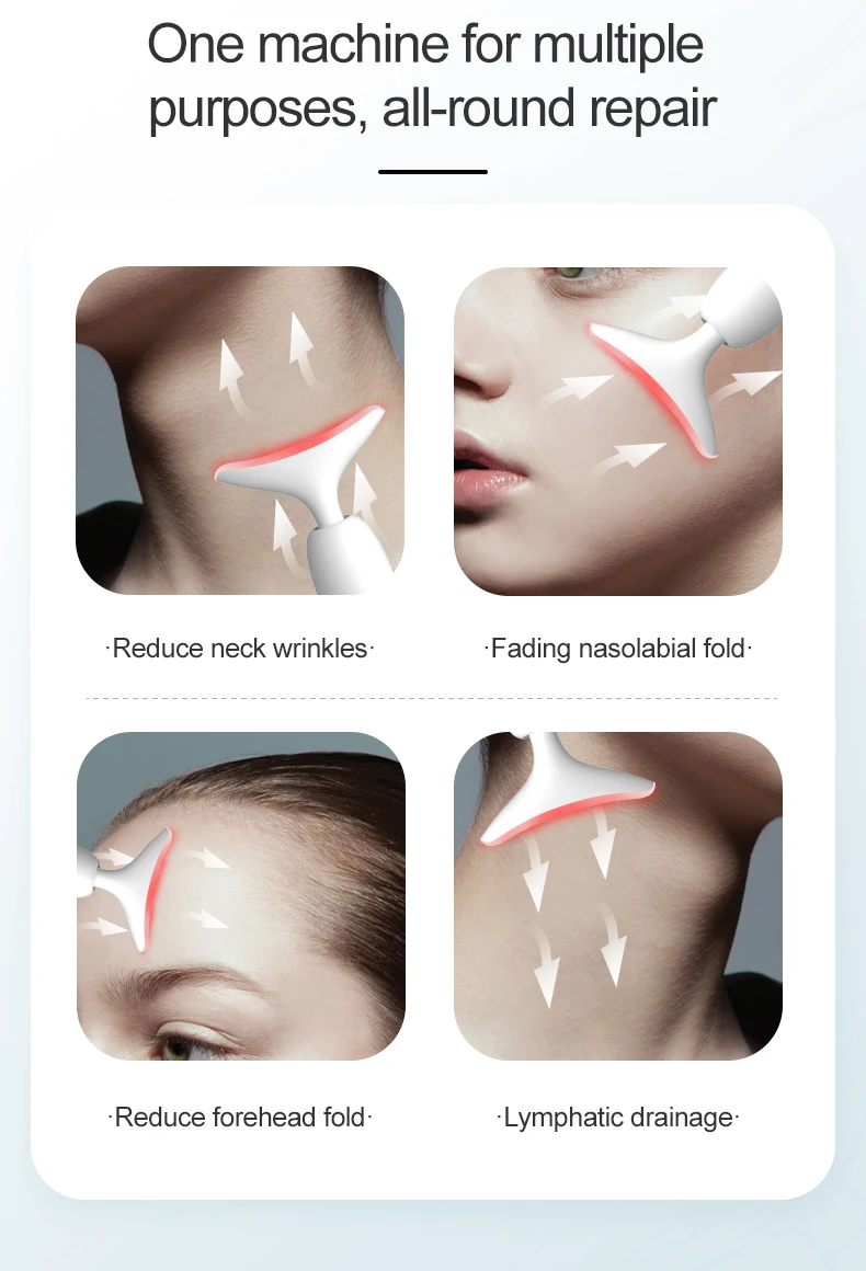 Hot products 2023 Neck Massage wrinkle removal Microcurrent Facial Massage Led Skin Tightening Device