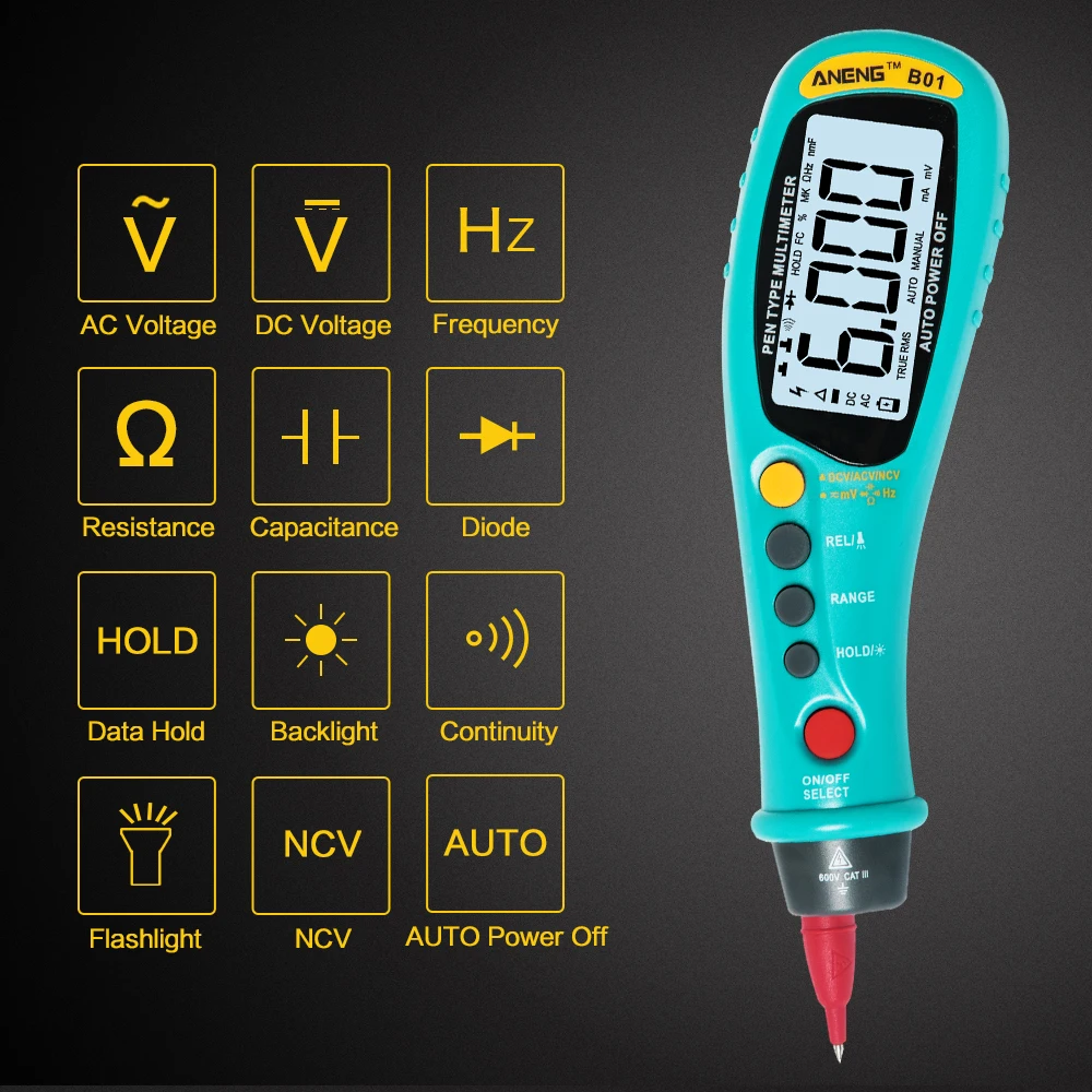 ANENG B01 Pen Type Digital Multimeter 6000 Counts Capacitor Tester Testers be True Transistor Tester Smd Digital Meter
