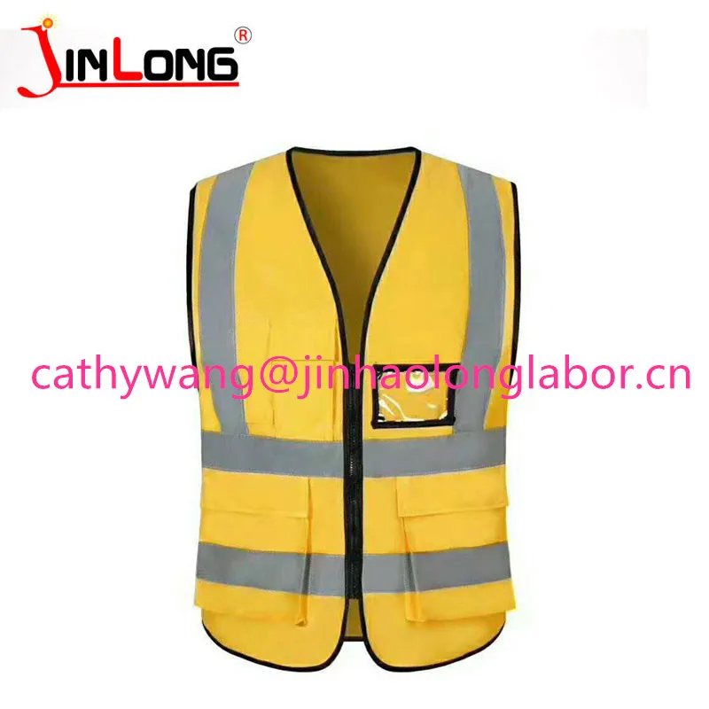high quality  Reflective Vest Emergency Safety Vest With Pockets And Zipper workers vest