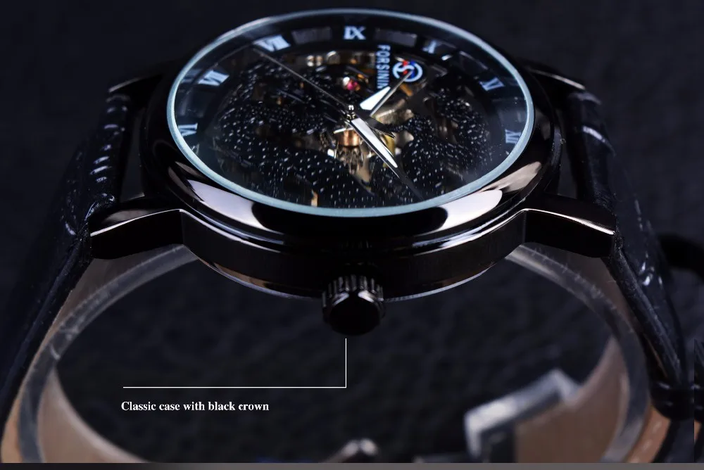 Forsining Chinese Simple Design Transparent Case Mens Watches Top Brand Luxury Skeleton Watch Sport Mechanical Watch Male Clock