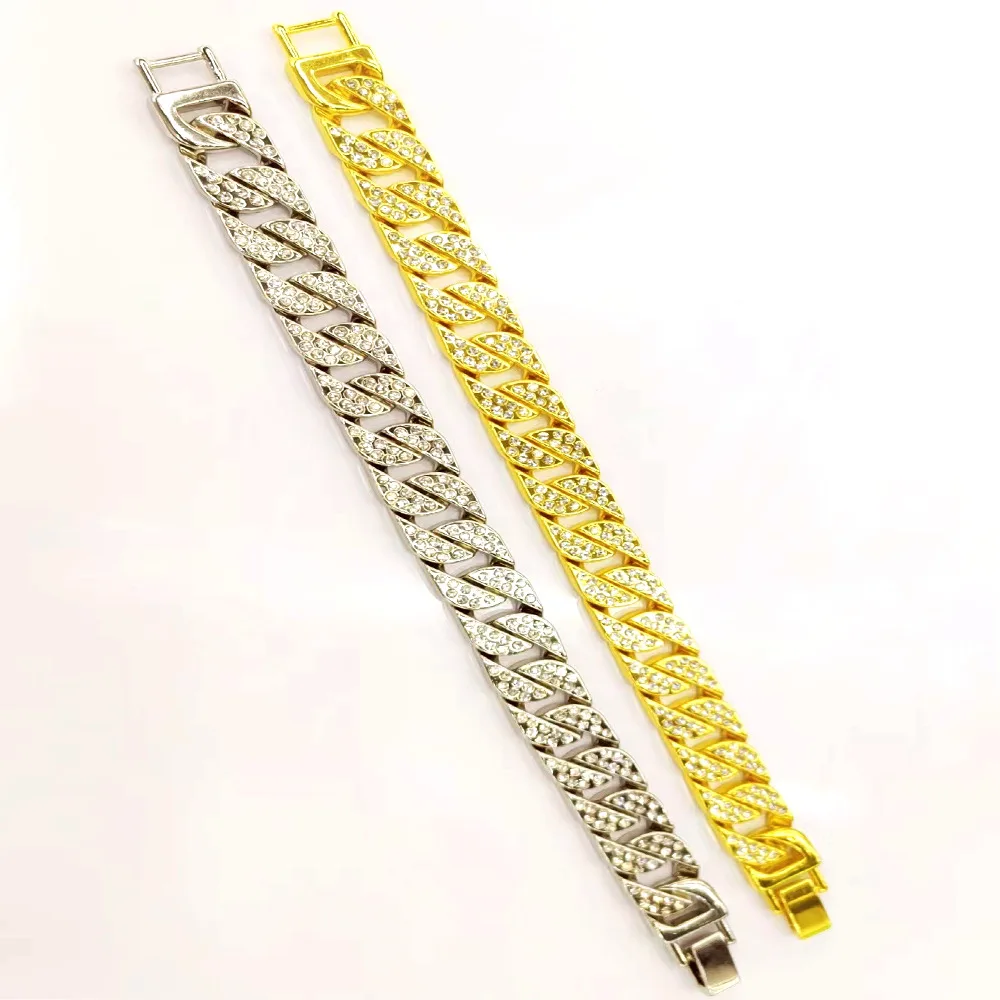 Hip Hop 15mm Cuban Link Chain Iced Out Bling Rhinestone corrente de cubana Fashion Jewelry Wholesale