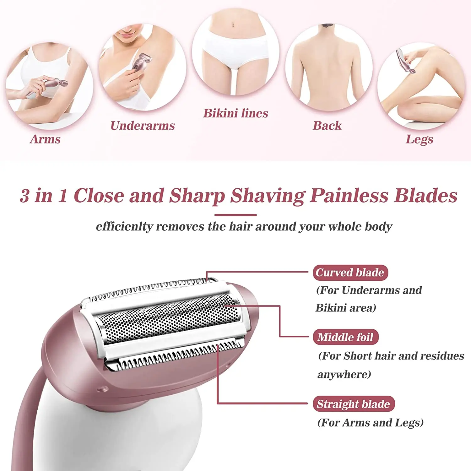 Profession Rechargeable Hair Remover Facial Trimmer Epilator For Women Ladies