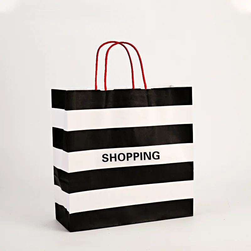 Wholesale  Square Bottom Handbag Simple Fashion Gift  Wedding Cosmetic White Kraft Shape Package Paper Bags With Handles
